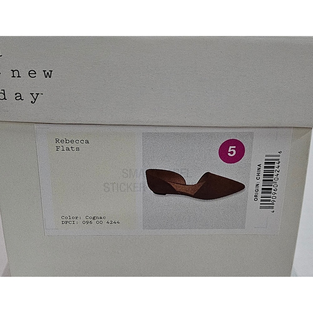 A New Day Rebecca Flats Cognac Brown Suede Pointed‎ Toe Orsay Slip On Shoes 5 - Picture 11 of 11